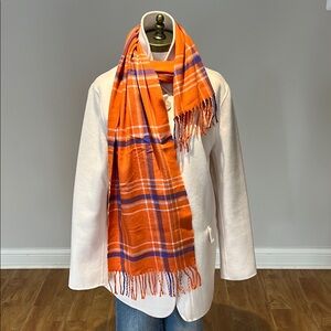 NEW! 100% Cashmere orange , white and purple scarf